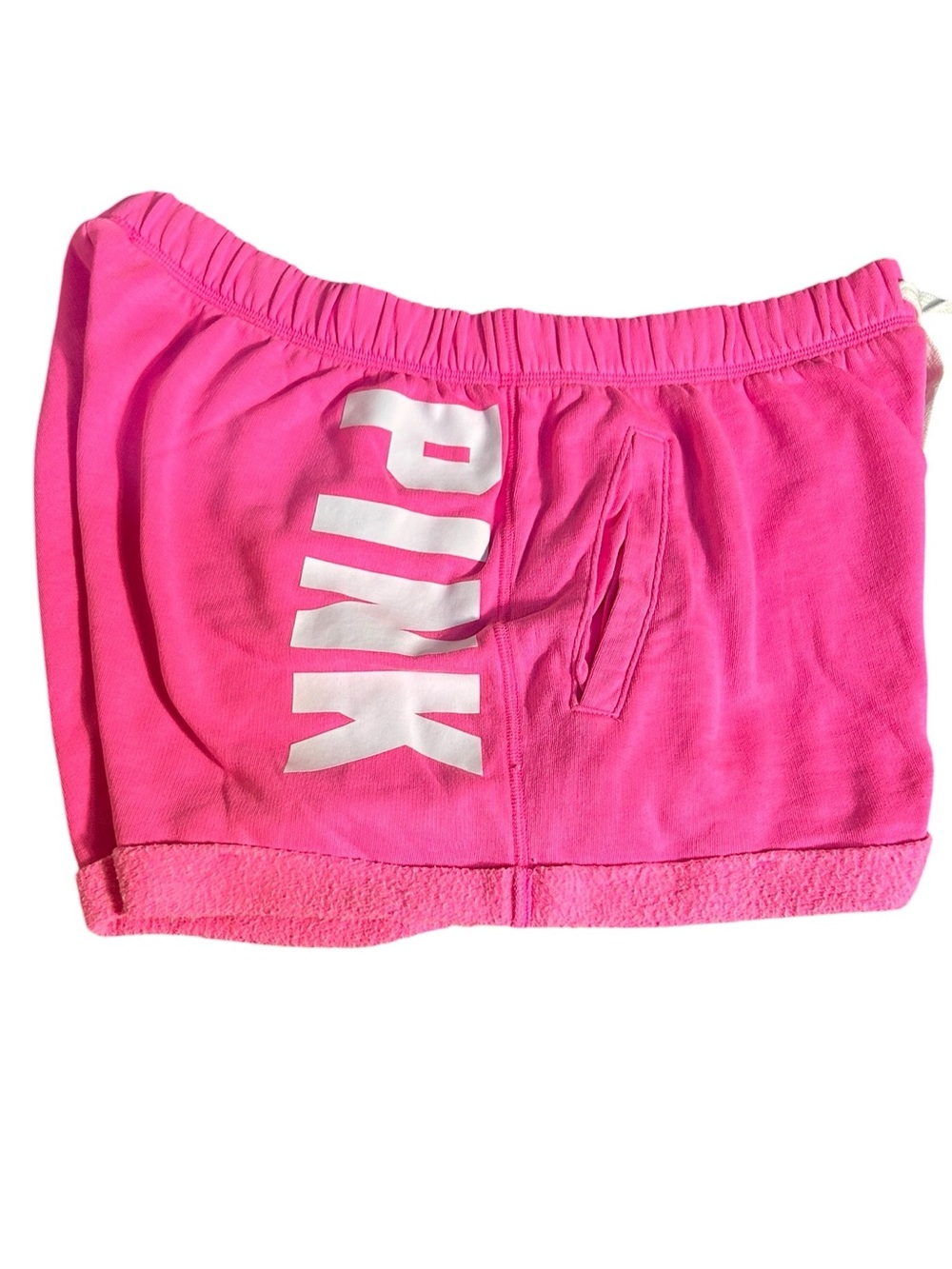 Victoria's Secret PINK Heritage Fleece Boyfriend Shorts Pink/White L - Picture 2 of 5